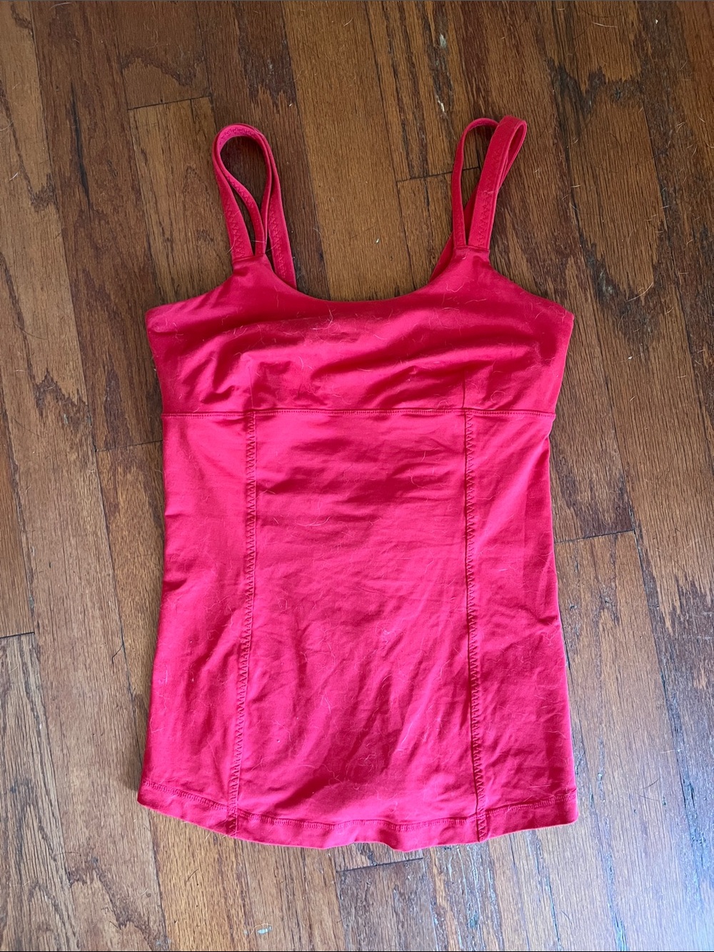 Vintage Lululemon - Women’s Red Tank Top with Slim Straps - medium, built in bra
